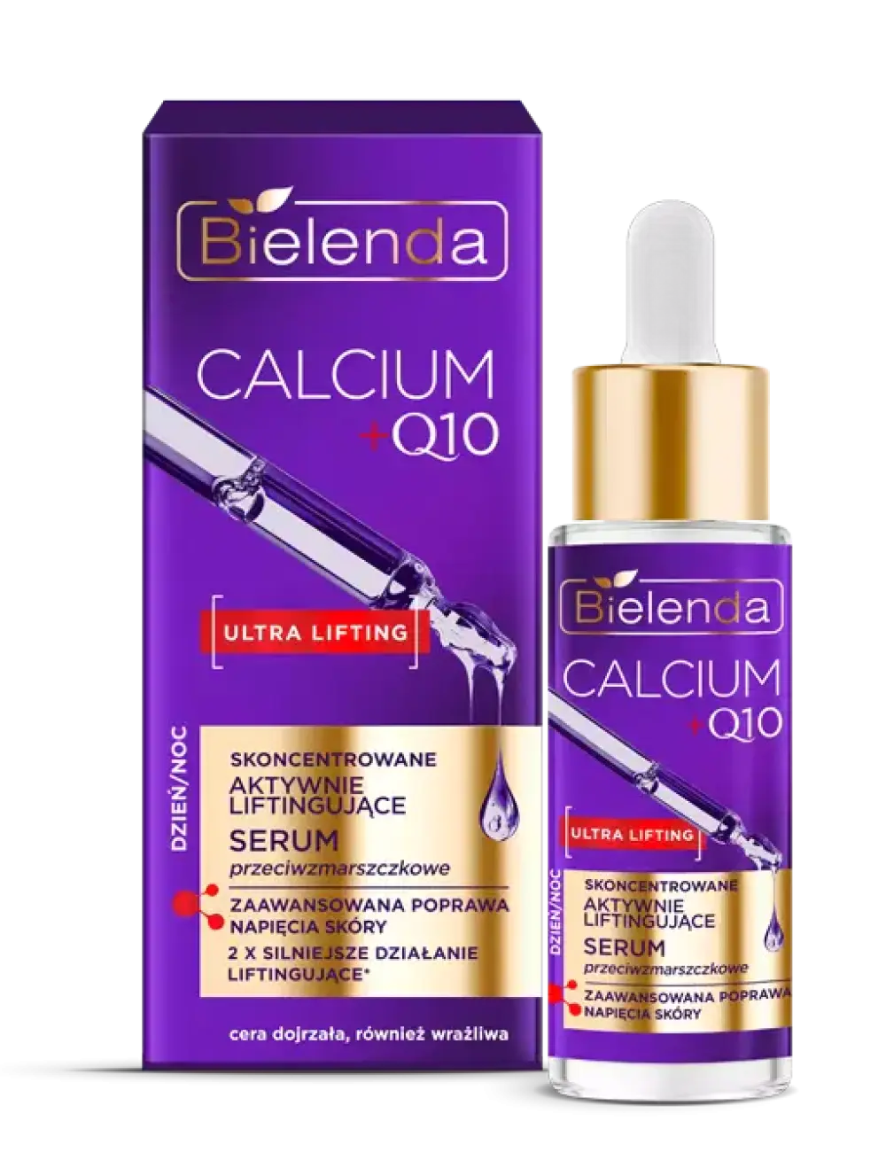 Концентрированная активно-лифтинговая сыворотка против морщин день/ночь BIELENDA CALCIUM + Q10, 30 мл