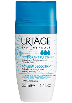 Дезодорант шариковый тройного действия Uriage Урьяж Deodorant Puissance 3, 50 мл