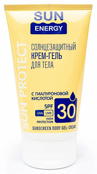 Солнцезащитный крем-гель для тела с гиалуроновой кислотой Sun Energy SPF 30, 150 мл