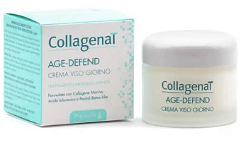 Дневной крем для лица CollagenaT Age-Defend Day Face Cream интенсивный анти-эйдж эффект с морским коллагеном, гиалуроновой кислотой и пептидами, 50 мл