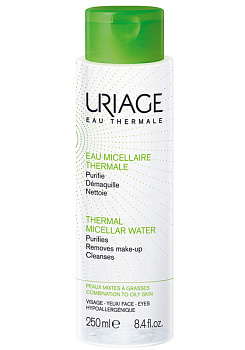 Мицеллярная вода очищающая Uriage Урьяж на основе термальной воды для комбинированной и жирной кожи лица и контура глаз, 250 мл