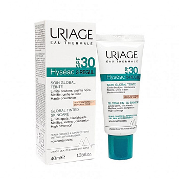 Уход тональный Uriage Урьяж HYSEAC 3REGUL SOIN GLOBAL TEINTE SPF30 (универсальный тон), 40 мл