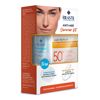 Набор Rilastil Age Repair (Солнцезащитный крем против морщин Rilastil SPF 50+, 40 мл +  Реструктурирующая сыворотка против морщин Rilastil, 15 мл