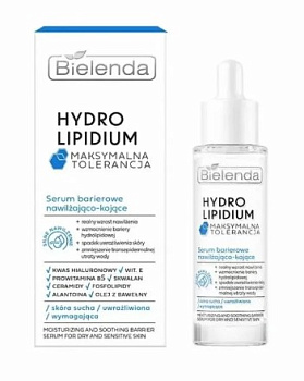 Увлажняющий и успокаивающий барьерная сыворотка Bielenda Hydrolipidium Maximum Tolerance для сухой и чувствительной кожи, 30 мл