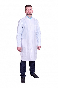 Халат медицинский мужской модель "006-007", белый