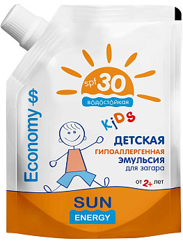 Детская гипоаллергенная эмульсия для загара Sun Energy Economy SPF 30+ Kids, 200 мл